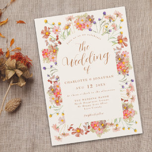 Invitation Boho Fall Fleur sauvage Burnt Orange Mariage