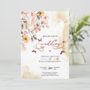 Invitation Boho Fall Fleur sauvage papillons Mariage