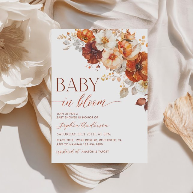 Invitation Boho Fall Floral Baby in Bloom Baby shower (Créateur téléchargé)
