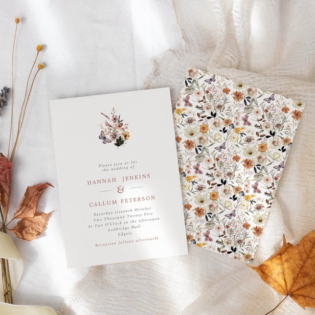 Invitation Boho Fall Wild Flowers Mariage (Créateur téléchargé)