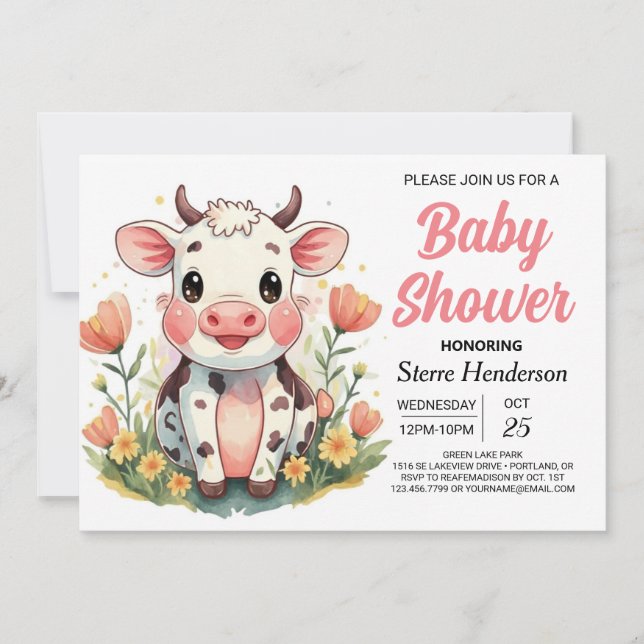 Invitation Boho Farm en ligne Baby shower de vache (Devant)