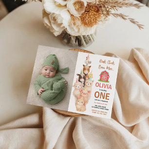 Invitation Boho Ferme Animal 1er Anniversaire Douce Ferme R