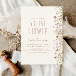 Invitation Boho Fête de Mariage aux Fleurs Sauvages Jardin en