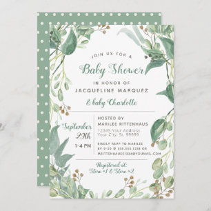 Invitation BOHO Feuillage Feuillage Eucalyptus Baby shower de