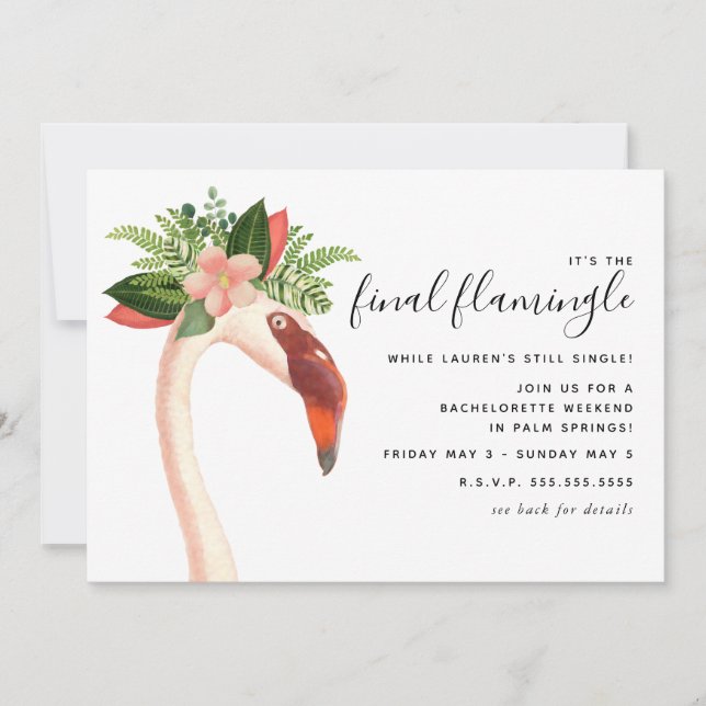 Invitation Boho Flamant rose Bachelorette Week-end (Devant)