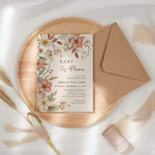 Invitation Boho Fleur de Saisons Blanche Baby Shower
