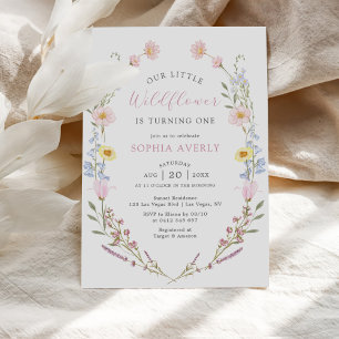 Invitation Boho Fleur sauvage 1er Jardin d'anniversaire