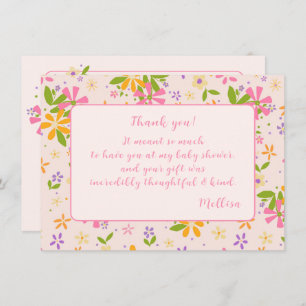 Invitation Boho Fleur sauvage Baby Girl Douche Merci Note