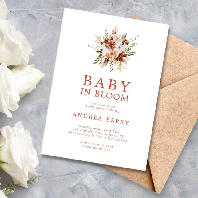 Invitation Boho Fleur sauvage Baby in Bloom Baby shower (Créateur téléchargé)