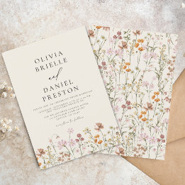 Invitation Boho Fleur sauvage Beige Garden Mariage