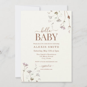 Invitation Boho Fleur sauvage botanique Baby shower floral