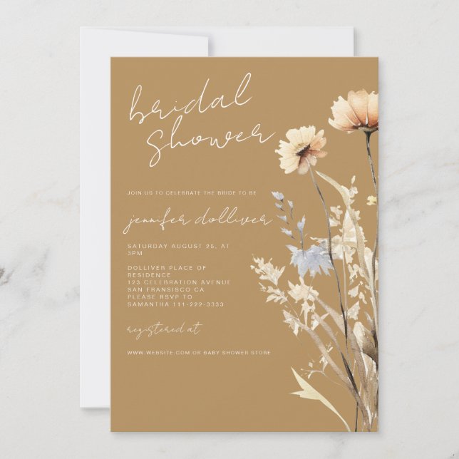 Invitation Boho Fleur sauvage Chic Fête des mariées (Devant)