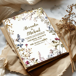 Invitation Boho Fleur sauvage d'automne Mariage botanique