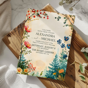 Invitation Boho Fleur sauvage d'automne Mariage botanique