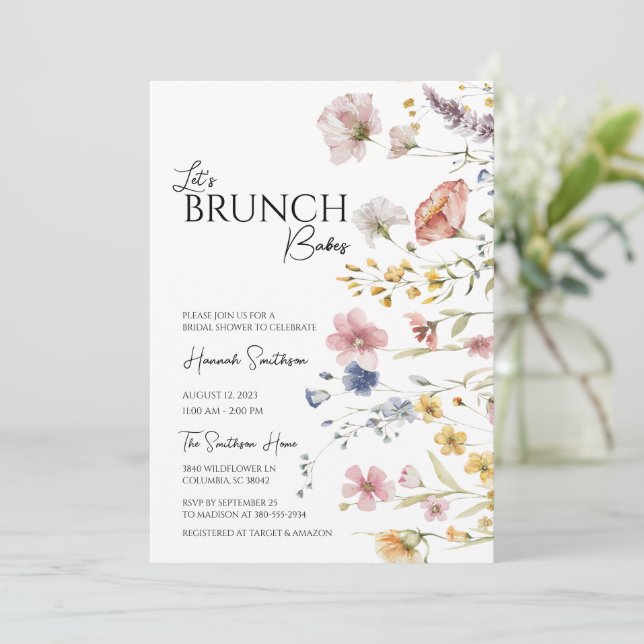 Invitation Boho Fleur sauvage Fête des mariées Brunch (Debout devant)