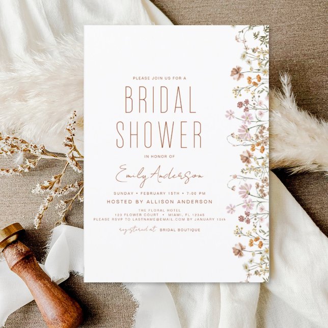 Invitation Boho Fleur sauvage Fête des mariées Jardin en fleu (Créateur téléchargé)