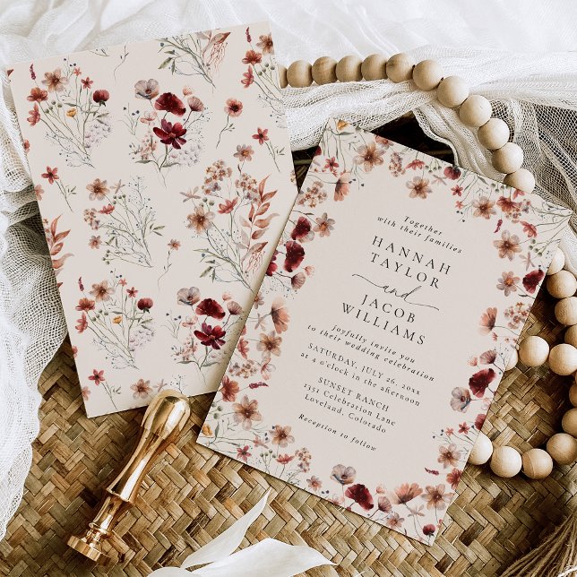 Invitation Boho Fleur sauvage Floral Mariage (Créateur téléchargé)