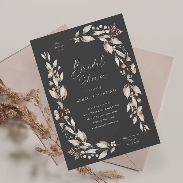 Invitation Boho Fleur sauvage Floral Mariage Fête des mariées (Boho wildflower floral elegant wedding bridal shower invitation.)