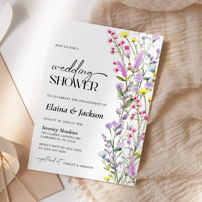 Invitation Boho Fleur sauvage Floral Wedding shower Minimalis (Créateur téléchargé)