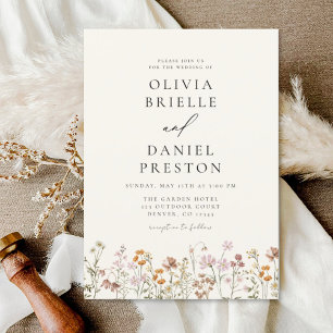 Invitation Boho Fleur sauvage Garden Wedding