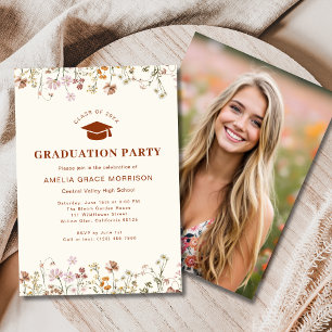 Invitation Boho Fleur sauvage Graduation Party Boho Bloom