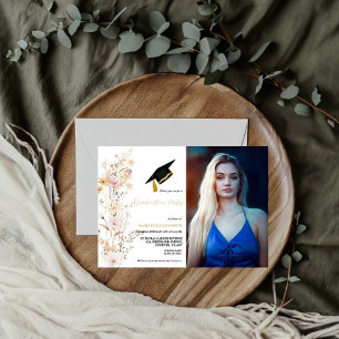 Invitation Boho Fleur sauvage Grass Girl Graduation Party