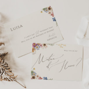Invitation Boho Fleur sauvage Jardin Beige Matron d'honneur C