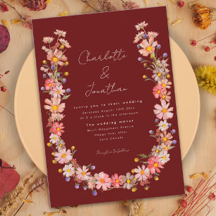 Invitation Boho Fleur sauvage Mariage de automne en terre cui