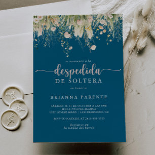 Invitation Boho Fleur sauvage Marine Fête des mariées espagno