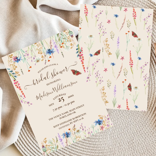 Invitation Boho Fleur sauvage Meadow & Butterfly (Créateur téléchargé)