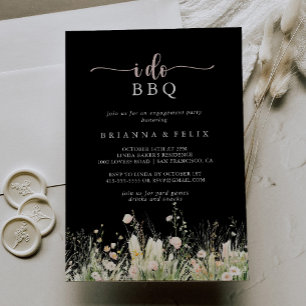 Invitation Boho Fleur sauvage Noir I Do BQ Engagement Party