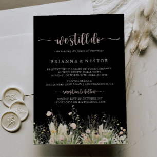 Invitation Boho Fleur sauvage Noir Nous Faisons Encore Vow Re
