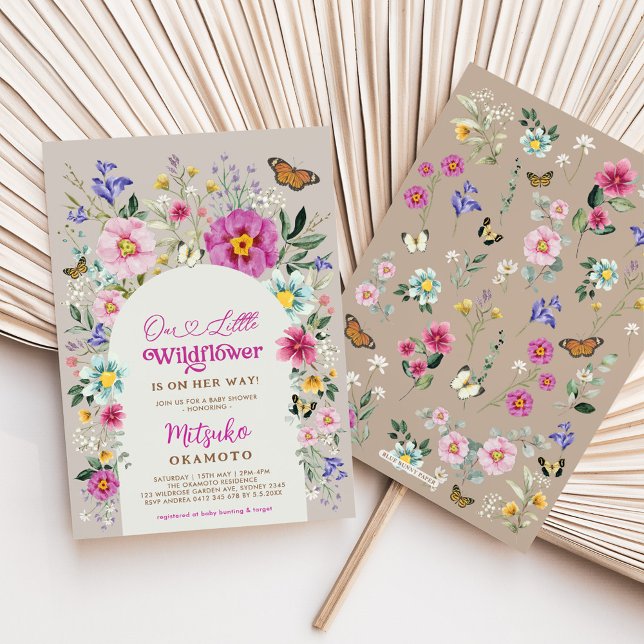 Invitation Boho Fleur sauvage papillon Jardin Baby shower fil (Créateur téléchargé)