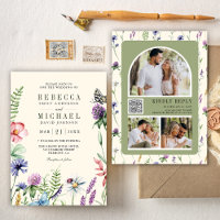 Boho Fleur sauvage Photo QR Code Cream Mariage