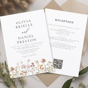 Invitation Boho Fleur sauvage Rustique tout en un Mariage de 