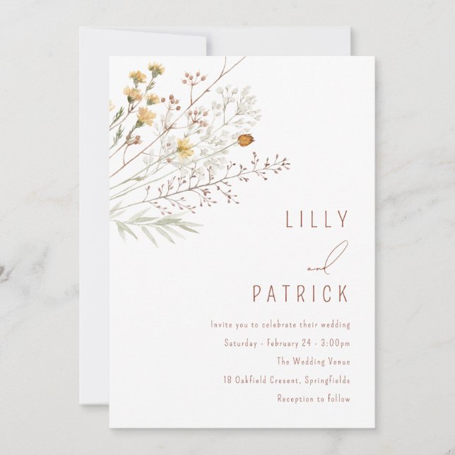 Invitation Boho Fleur sauvage Spring Floral Mariage (Devant)