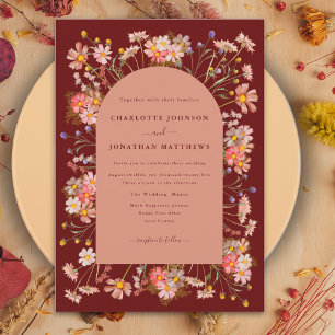 Invitation Boho Fleur sauvage Terracotta Arch Mariage de auto