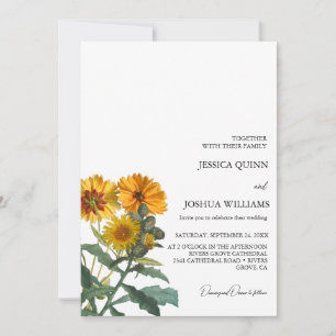 Invitation Boho Fleur sauvage tournesol Mariage jaune Floral
