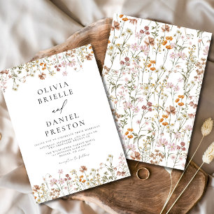 Invitation Boho Fleur sauvage White Garden Wedding
