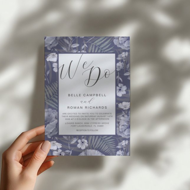 Invitation Boho Fleurs sauvages Dusty Purple Script Mariage I (Créateur téléchargé)