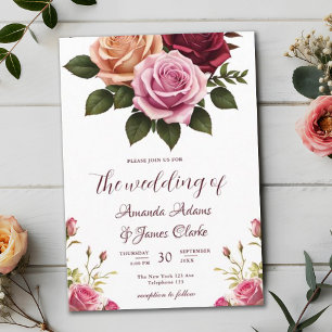 Invitation Boho Floral Automne Mariage aquarelle