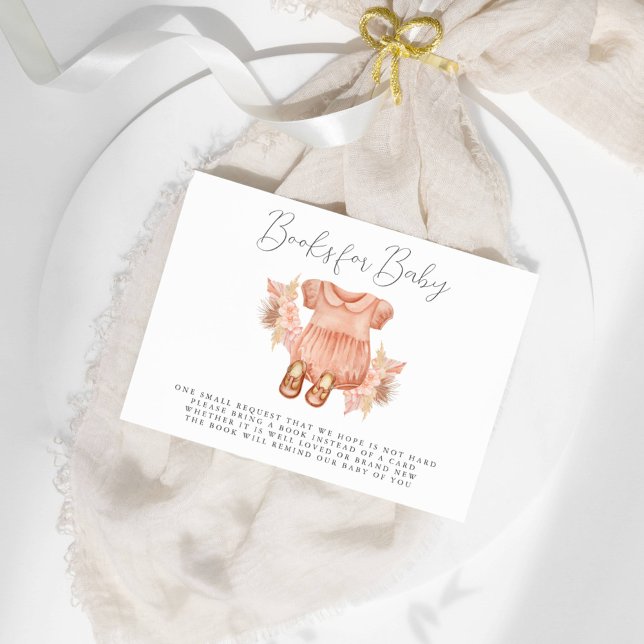 Invitation Boho Floral Baby Girl Apporte Un Livre (Créateur téléchargé)