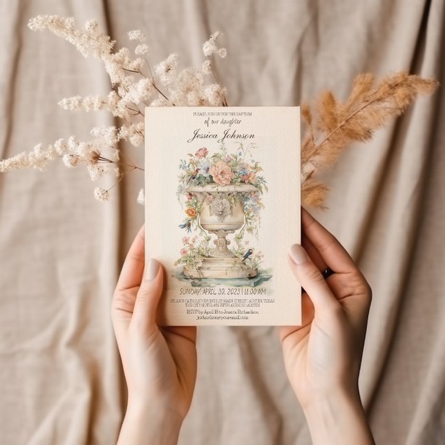 Invitation Boho Floral Baptism (Créateur téléchargé)