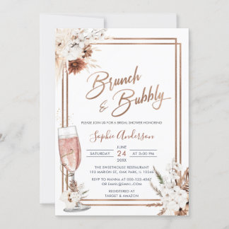 Invitation Boho Floral Brunch & Bubbly Fête des mariées