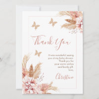 Boho Floral Butterfly Baisers Baby shower Merci
