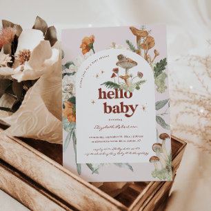 Invitation Boho Floral Champignon Botanique   Baby Shower