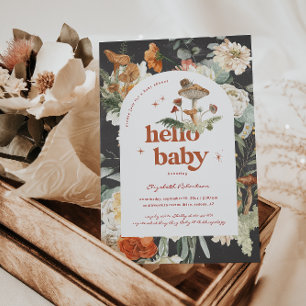 Invitation Boho Floral Champignon Botanique   Baby Shower