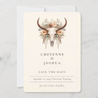 Boho Floral Cow Skull Western QRcode Enregistrer l