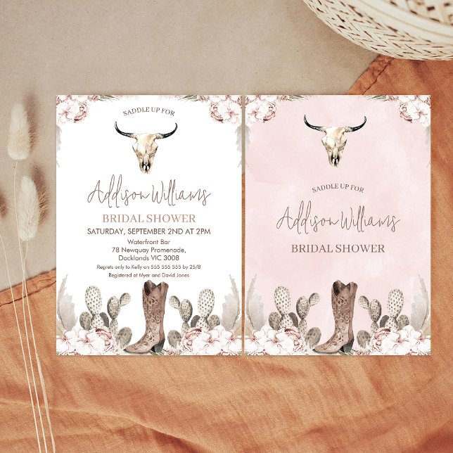 Invitation Boho Floral Cowgirl Fête des mariées de démarrage (Western Cowgirl Bridal Shower Invitation, Boho Floral Wild West Bridal Shower Invitation, Boot Skull)