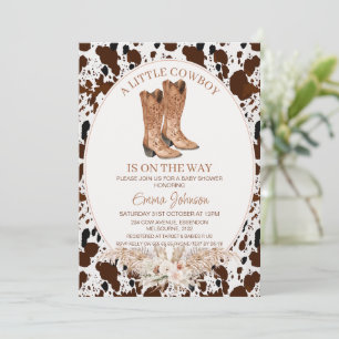 Invitation Boho Floral Cowhal Boots Baby shower